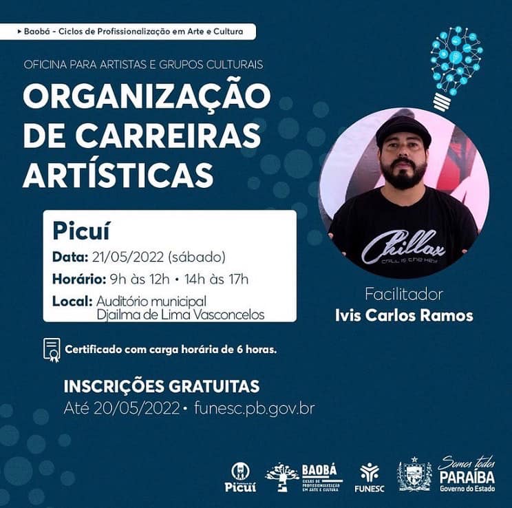 Oficina de Organização de Carreiras Artísticas será Realizada pela FUNESC para Artistas e Grupos Culturais em Picuí