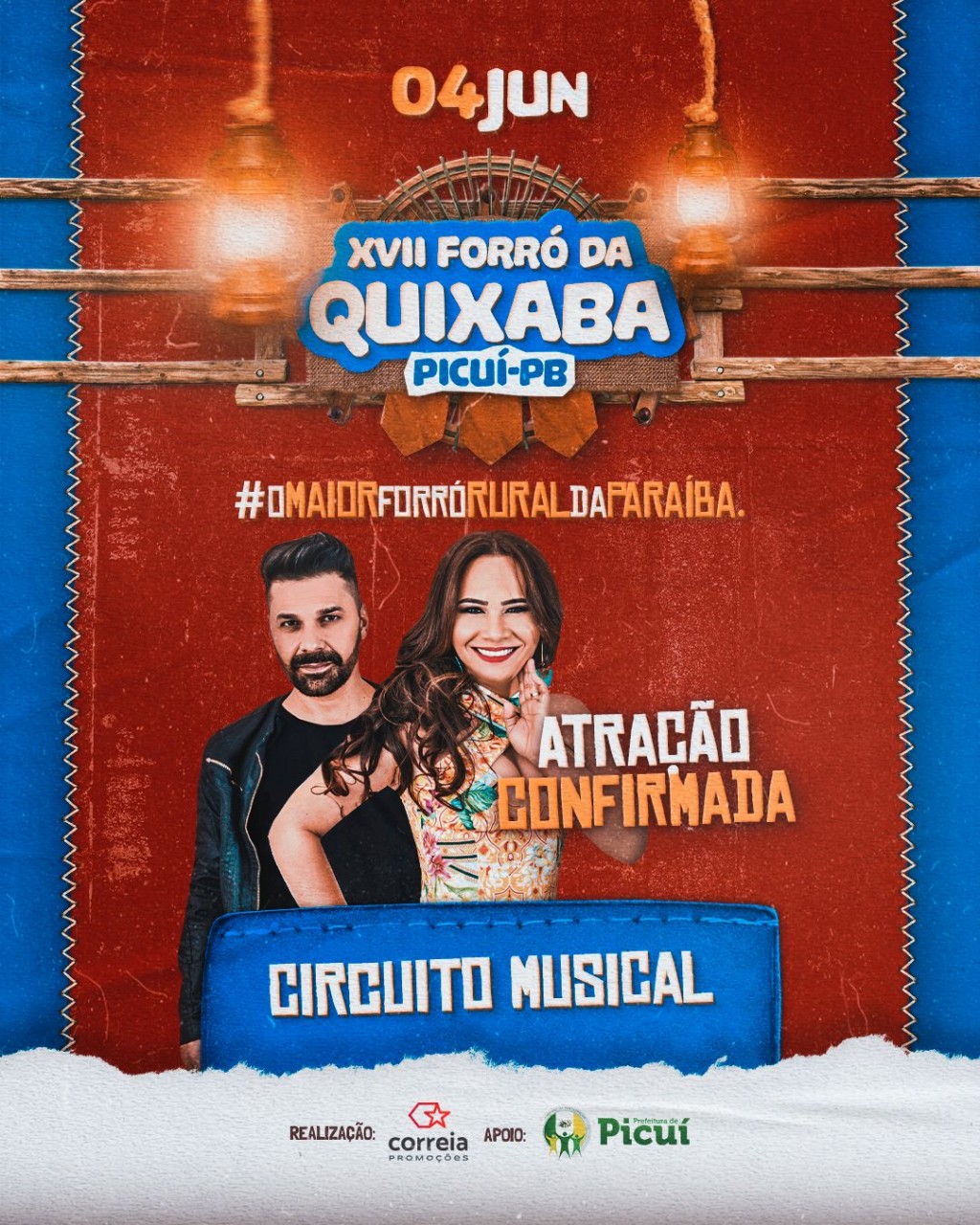 XVII Forró da Quixaba será Realizado no Dia 4 de Junho e já tem a Primeira Atração Musical Confirmada
