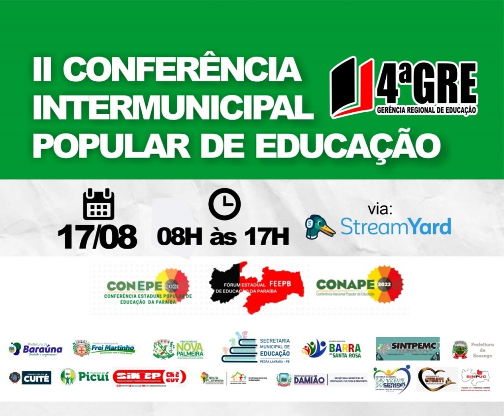 II Conferência Intermunicipal Popular de Educação será Realizada pelos Municípios que compõem a Quarta GRE