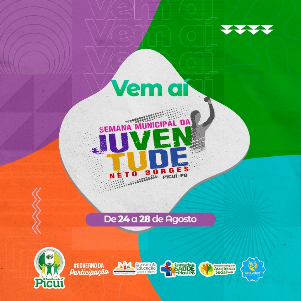 Semana Municipal da Juventude Neto Borges acontecerá de 24 a 28 de Agosto
