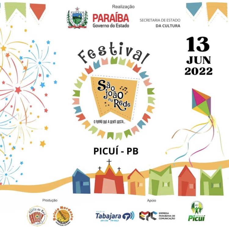 Festival São João em Rede será Realizado em Picuí Dia 13 de Junho